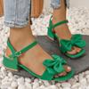 Fashion Large Size Solid Color Open-toe Sandals Women Summer New One-line Buckle Fashion Temperament Bow Knot Comfortable Women Shoes