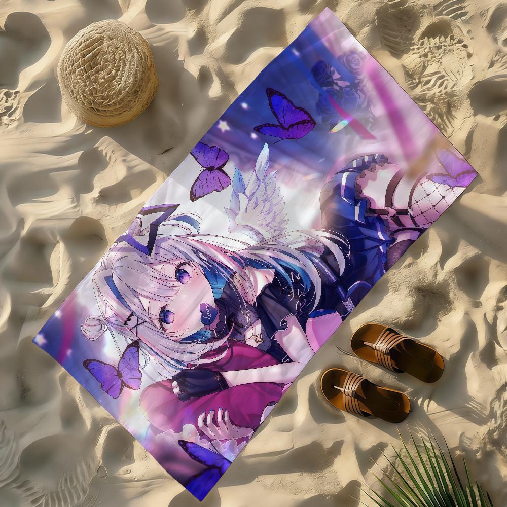 A-Amane Kanata Singer VTuber Towel Soft Lightweight Anti-Sand Large Beach Towel Quick-Drying Bath Sports Family