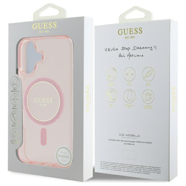 Guess Guhmp16Shfgerep Iphone 16 6.1     Różowy/Pink Hardcase Iml Glitter Circle Magsafe
