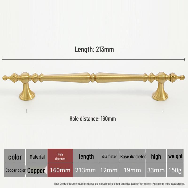 Solid Brass French Gold Cabinet Handle for Kitchen, Wardrobe, or Wine Cabinet