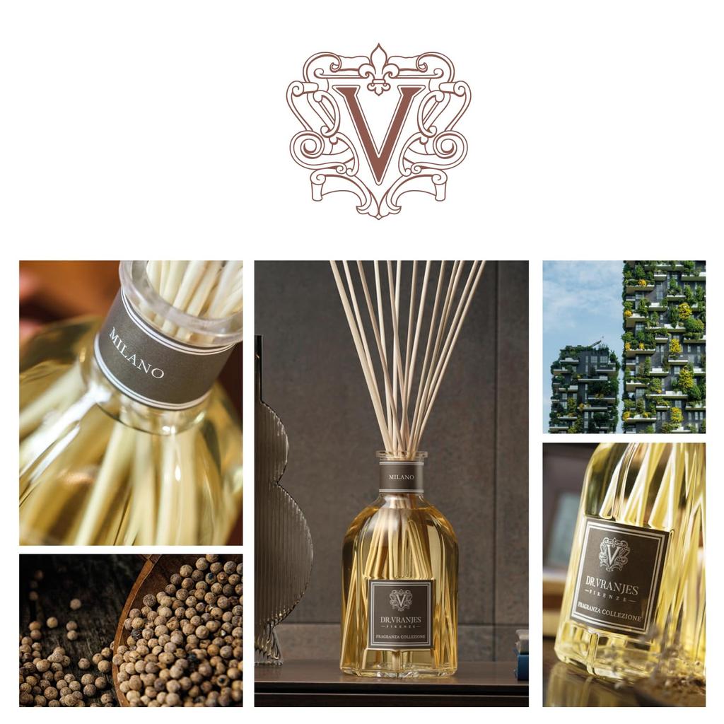 VRANJES Dottor VRANJES MILANO Диффузор Сменный блок 500 мл Ароматизатор для помещений с тростниковыми палочками Аромат пряных нот, который улучшает концентрацию внимания В комплекте