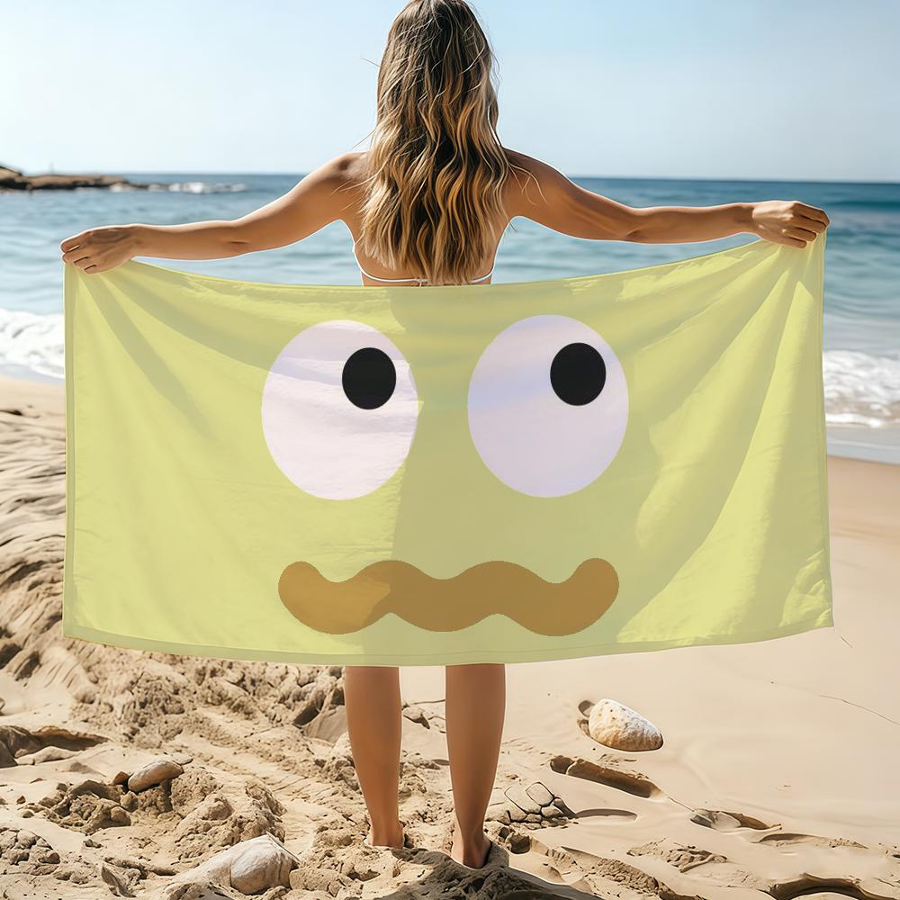 Funny colorful E-expressionS Cartoon Towel Beach Towel Oversized Quick Dry Towel Absorbent Soft Swim BeachTowels for Men Women