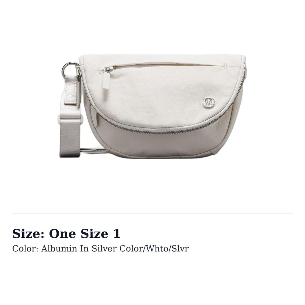 Lululemon All Night Festival Nylon Shoulder Bag, Crossbody Bag Regular Unisex Albumin & Silver LW9ENMS-061076