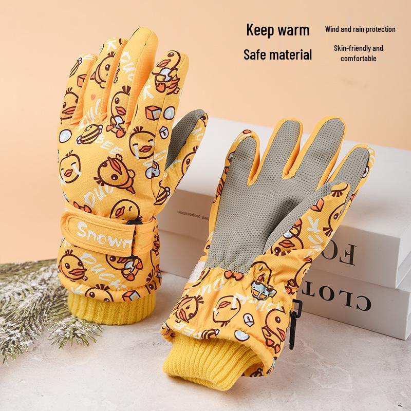 Детские водонепроницаемые лыжные перчатки - Теплые, ветрозащитные, нескользящие, на хлопковой подкладке из флиса для мальчиков и девочек