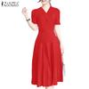 Women Summer V-Neck Casual Short Sleeve Dress
