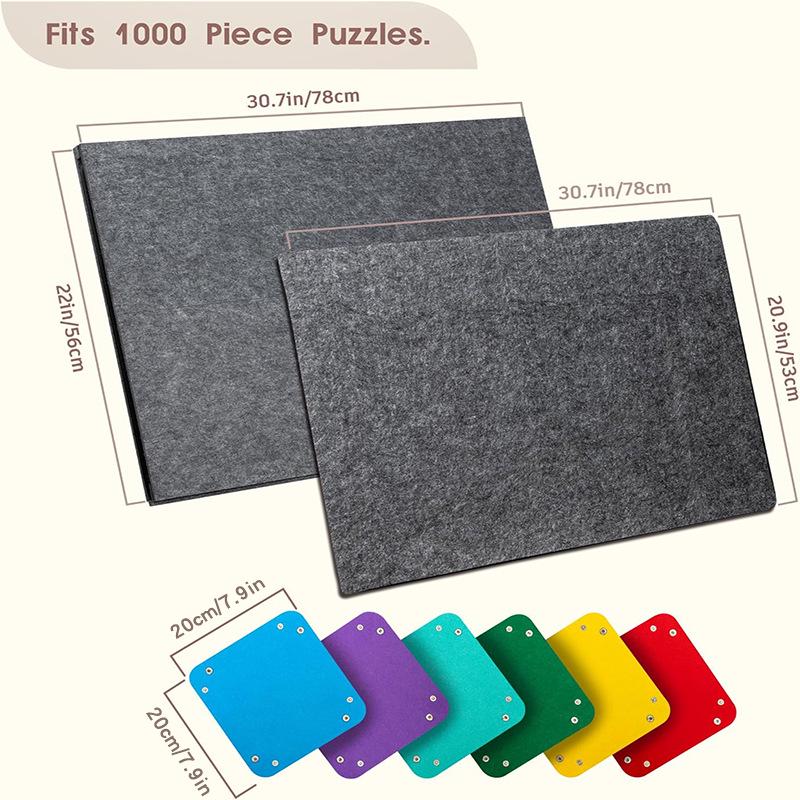 Portable Children's Foldable Puzzle Table with Lid and Stand, Vertical Felt Mat, and 6-Compartment Tray