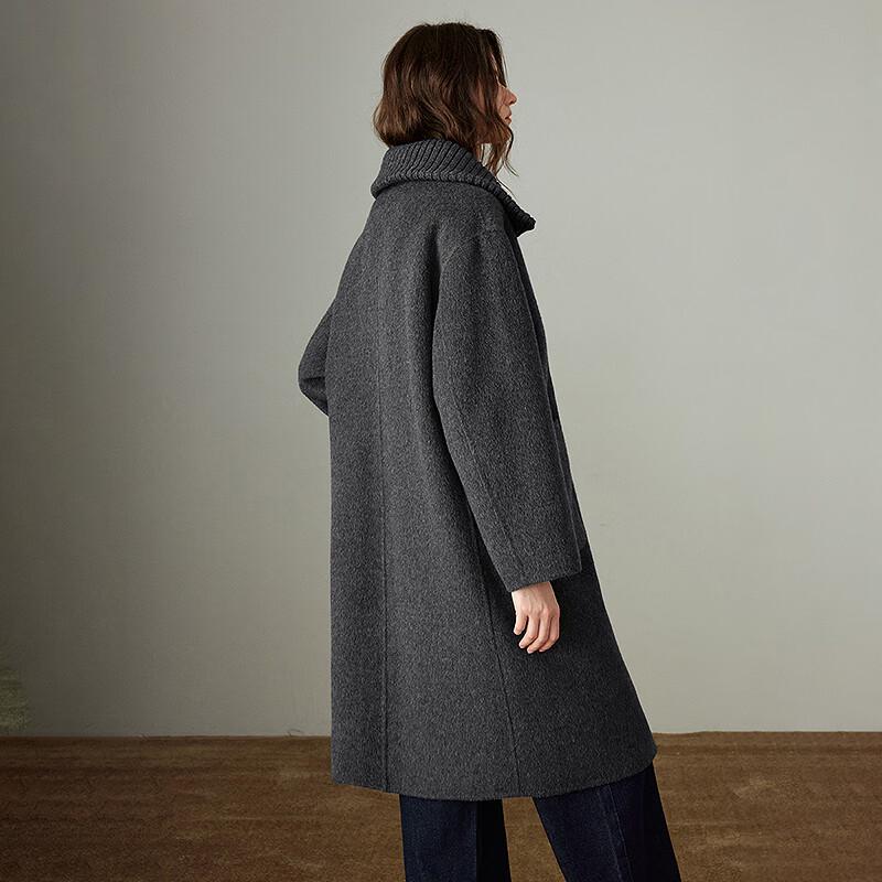 Chuyu Women's Knitted Collar Double-Faced Wool Coat