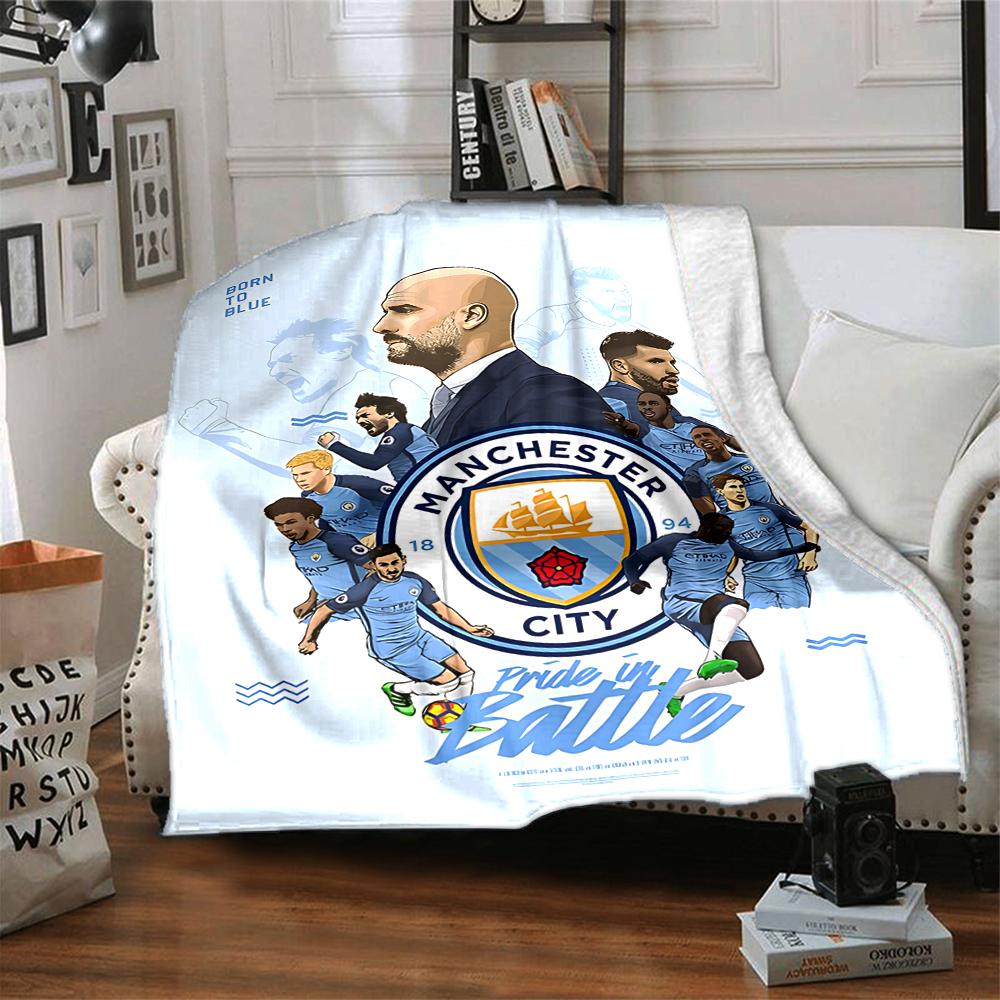 Manchester Crest Blankets Flannel Printed Breathable Warm Throw Blanket for Home Office Bedspreads 0708a4