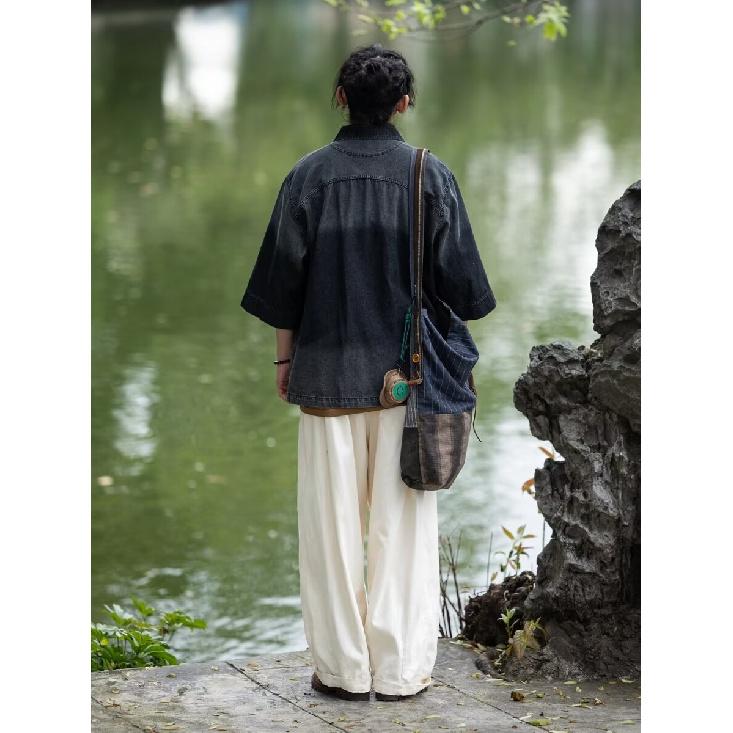 Летняя новая джинсовая куртка в китайском стиле в винтажном стиле для мужчин и женщин, свободный джинсовый топ с ретро-пуговицей