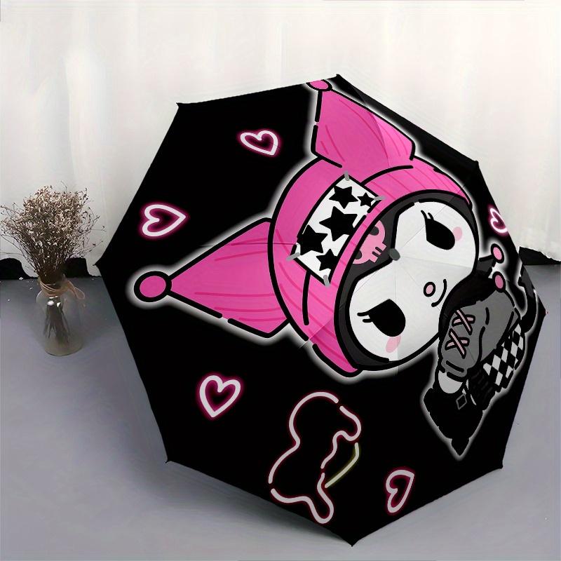 Kuromi,Heart Automatic Umbrella-Foldable, Durable 8-Bone Design, Compact and Stylish, Great for Camping, Halloween, Christmas, Mother's Day