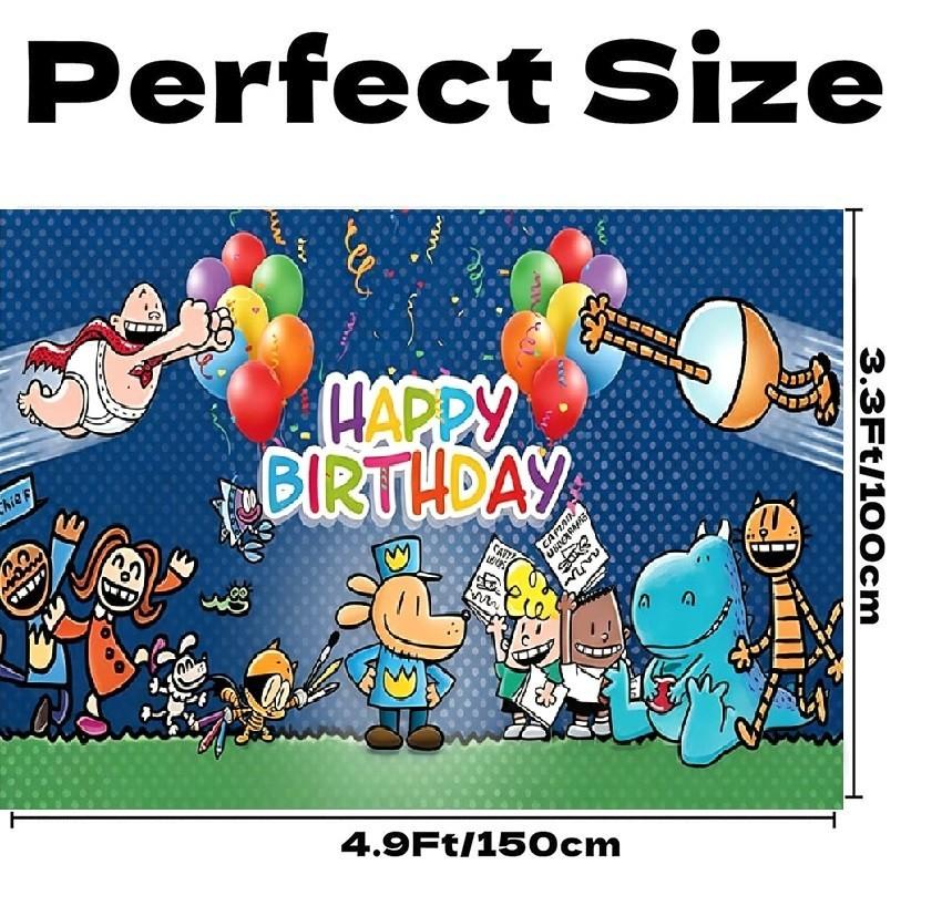 171. Dog Man Backdrop Birthday Party Banner Animation Cartoon Movie Photo Background