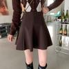 Woolen Skirt for Women  Autumn Winter Plus Size High Waist Small A-line Pleated Skirt Shorts Korean Fashion Clothing