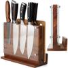 Кухонный магнитный блок для ножей с акриловым щитком, двухсторонний держатель для ножей из дерева акации, стойки с сильными усиленными магнитами