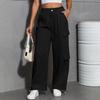 Women's Fashion Sport Solid Color Pocket Casual Sweatpants Pants