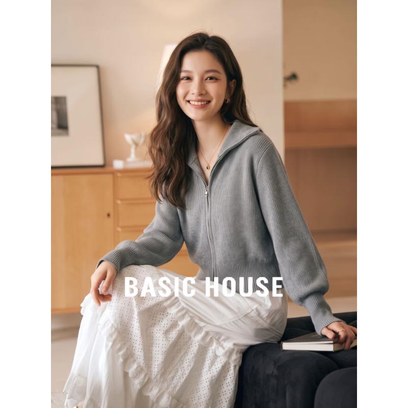 Женский вязаный кардиган Basic House на молнии