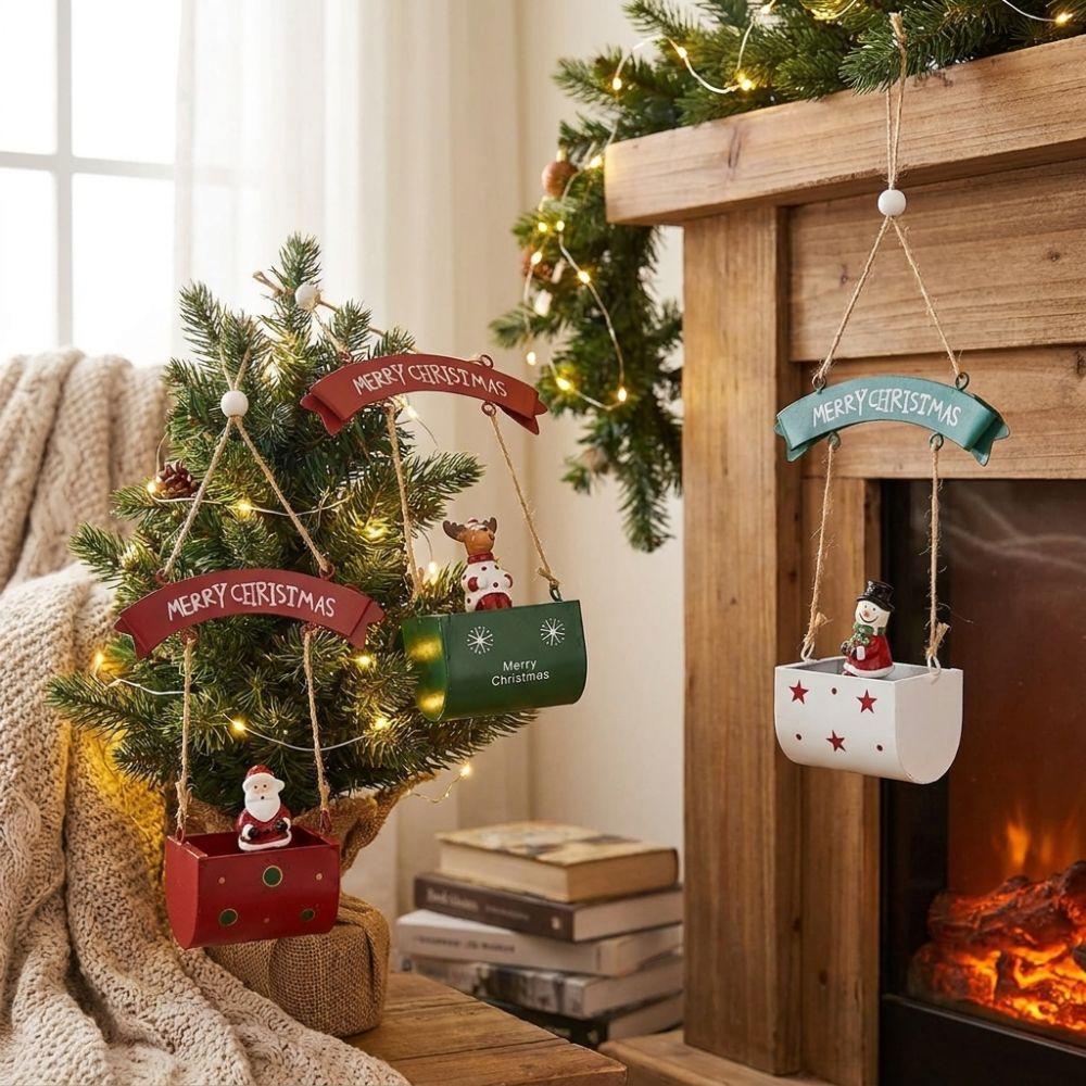Hanging Christmas Tree Pendant Iron Xmas Hanging Ornaments Snowman Pendant Holiday Decor