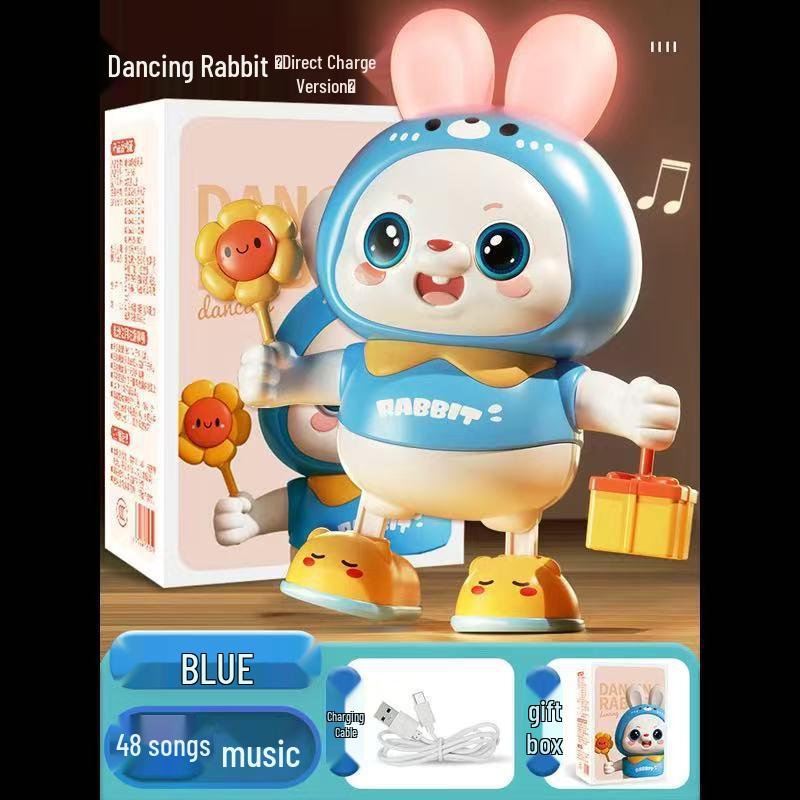 Электрическая танцующая игрушка-кролик для малышей: Побуждает к подъему, перекатыванию, ползанию со звуком и движением
