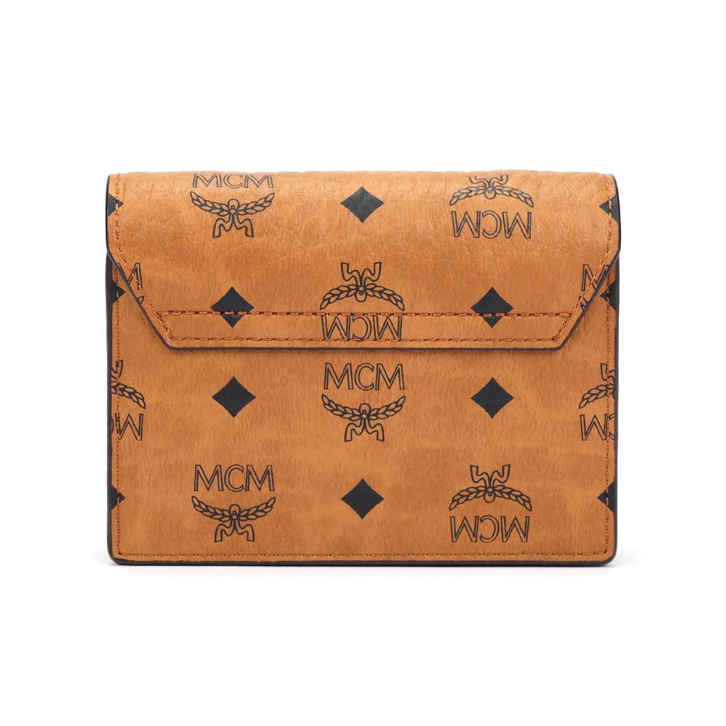 MCM Кожаный кошелек с принтом-монограммой, сумка через плечо, женские сумки, коньячный MYLFATA03CO001