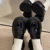 Single Shoe Women's Black College Style Small Leather Shoes Versatile British Loafers Uniform Shoes Round Toe Thick Sole