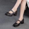Fashion GKTINOO 2025 Spring New Lolita Genuine Leather Shoes Sweet Round Toe Thick Heel Wrinkled Women's Shoes