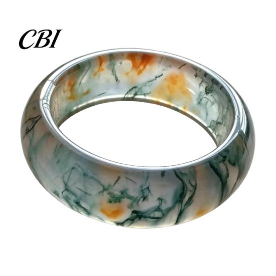 Hypoallergenic Finger Ring Faux Natural Moss Agate Ring, Fake Gemstone Statement Healing Nature Inspired Jewelry Stone for Men Women Band