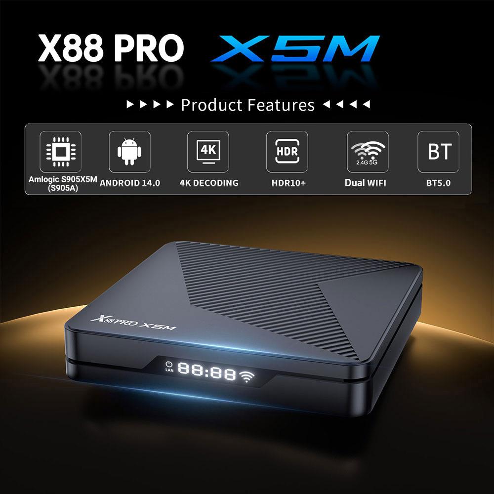 ТВ-бокс X88 Pro X5M Android14 Amlogic S905X5M Поддержка 4K HDR Двойной Wi-Fi BT5.0 Приставка