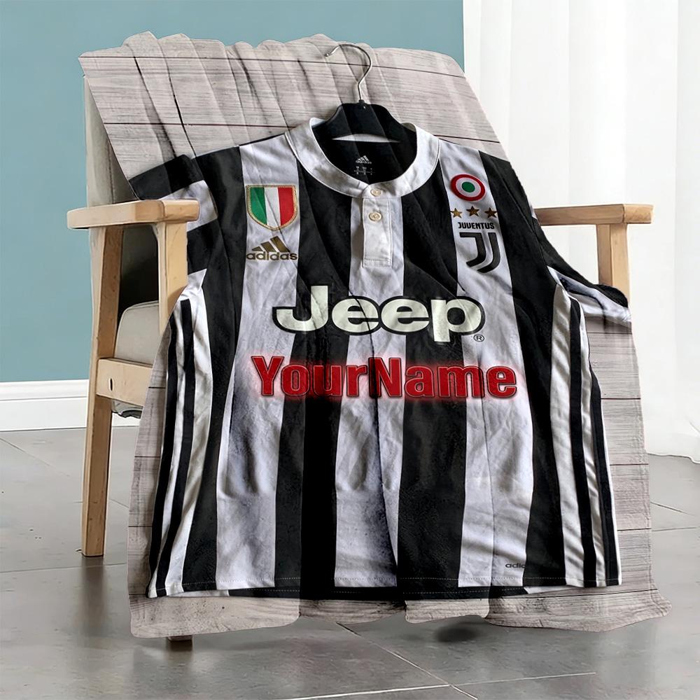 Juventus Customize Text Blanket Gift Personalized Blanket Warmthful Decor Perfect for Couch Office Seaside Sofa All-Season Use