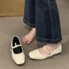 2025 Spring and Autumn New Retro Mary Jane Shoes Shallow Mouth Women's Shoes One Word with Pearl Flat Shoes Temperament Single Shoes