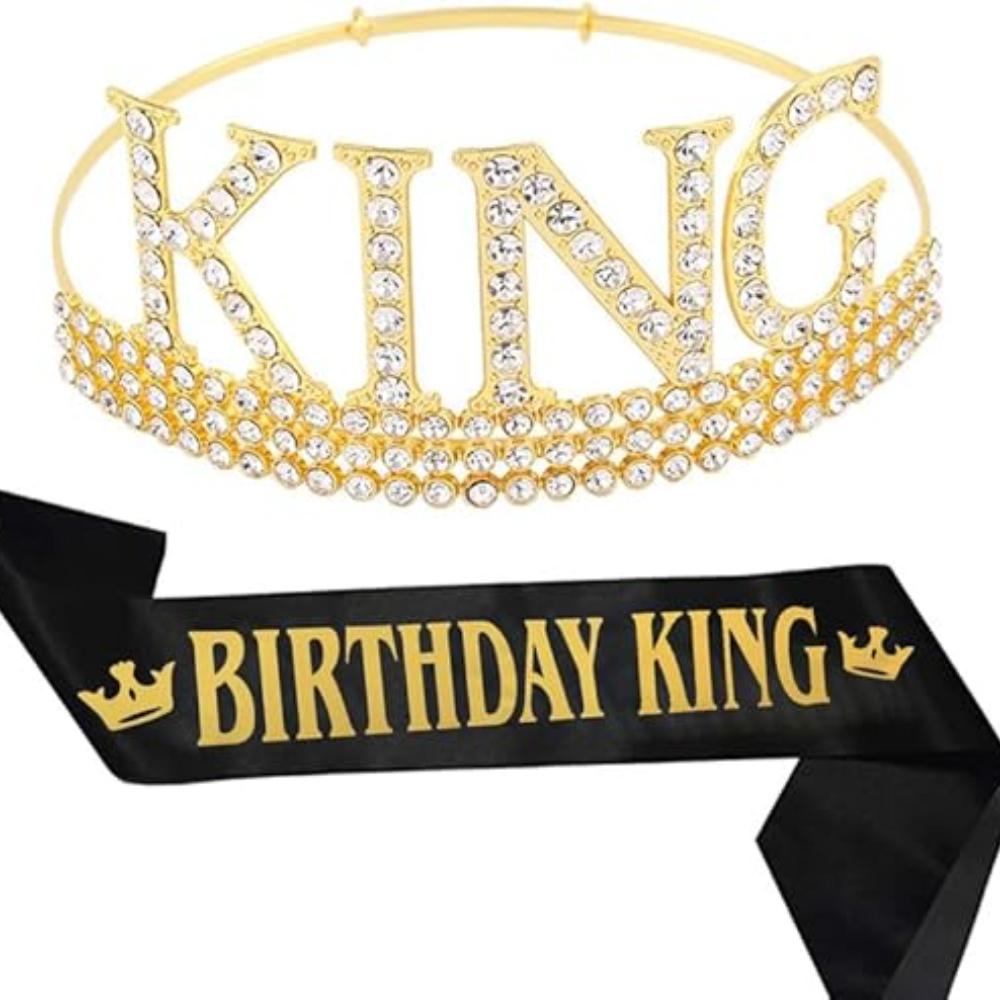 Тиара на день рождения для мужчин, набор из королевской ленты и короны для мужчин, сувениры на день рождения