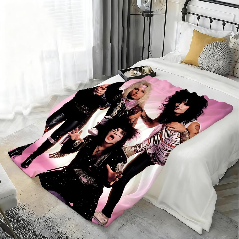 Band M-Motley Crue Throw Lightweight 240g Flannel Blanket Soft Skin-friendly for Summer Cooling