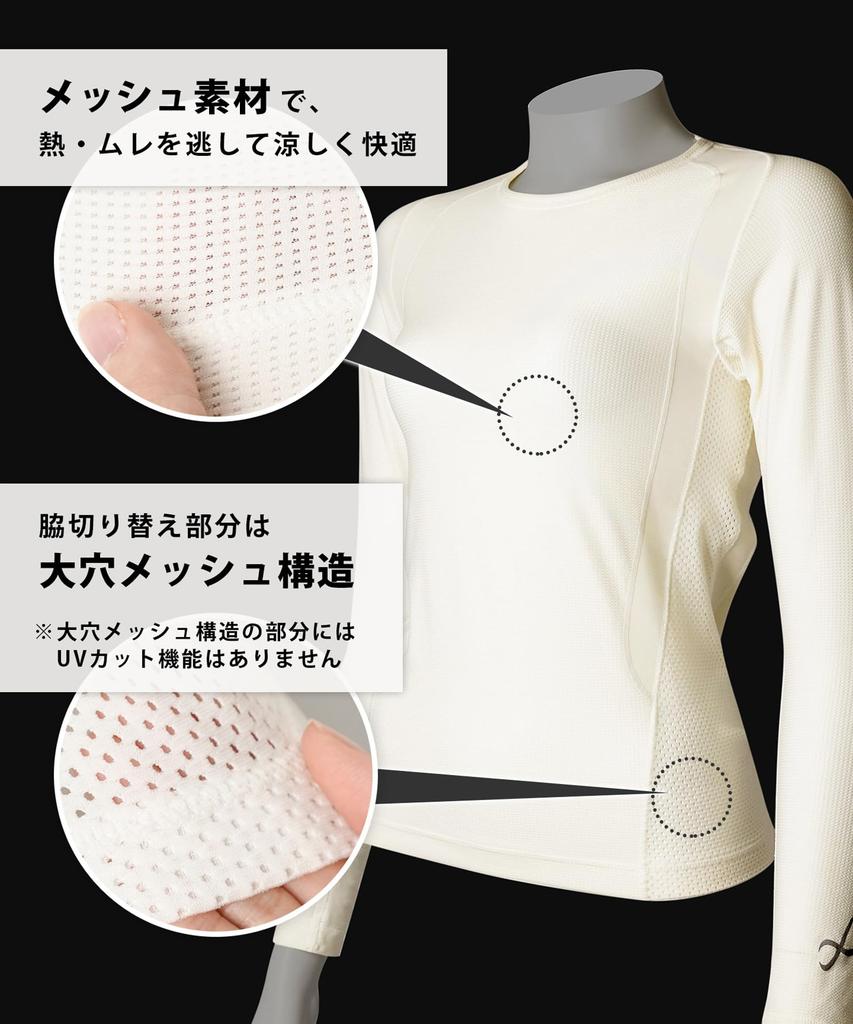 [CEDA Brew XWacoal] Functional Tops [WOMEN] [JYURYU TOP] Mesh Long Sleeves Makes Shoulders Easier To Move Reduces Fatigue During Exercise Golf Ball