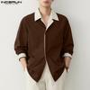 Spring Men Lapel Long Sleeve Striped Patchwork Buttons Casual Office Shirts Tops
