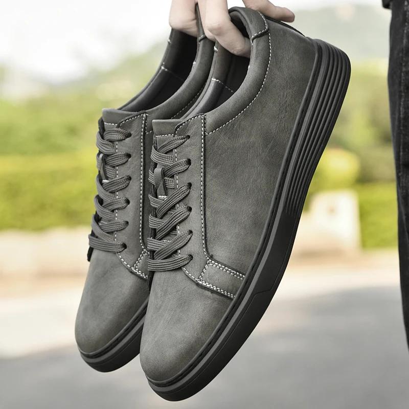 Модная мужская обувь Натуральная кожа Повседневная обувь Роскошный бренд Удобные кроссовки Мужская Винтажная Легкая Дышащая Обувь для ходьбы