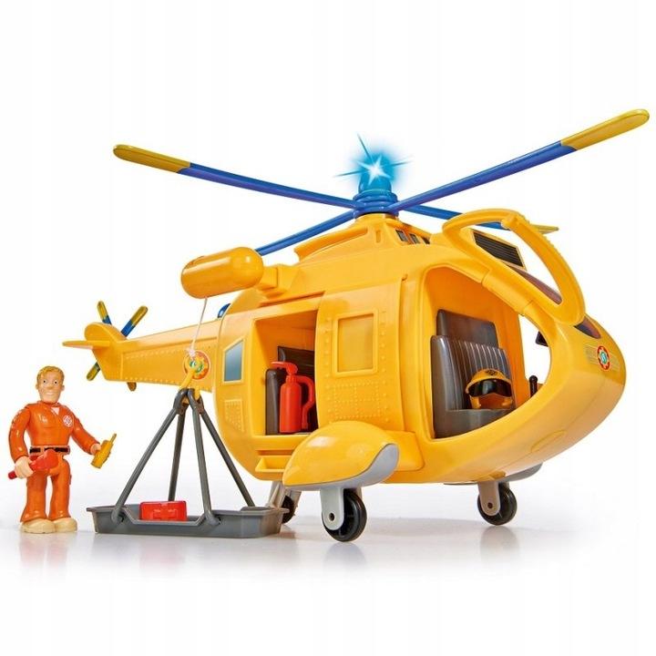 Strażak Sam Helikopter Ratunkowy Wallaby + Figurka Chwytak Kosz Akc. Św/Dźw