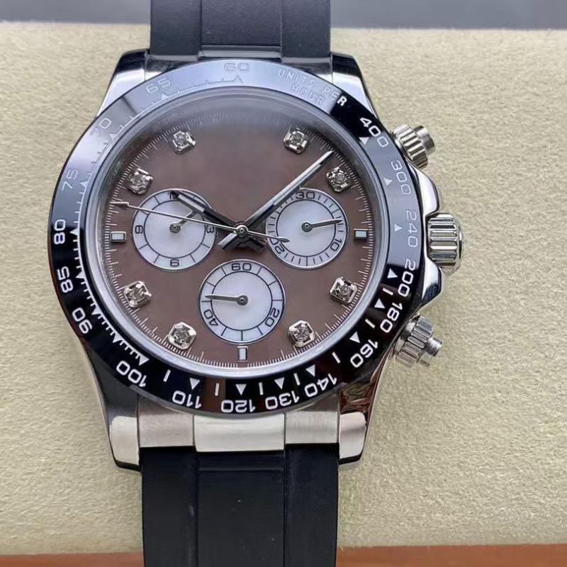 Мужские автоматические механические часы Rolex Daytona 40 мм, многофункциональные, с инкрустацией бриллиантами.