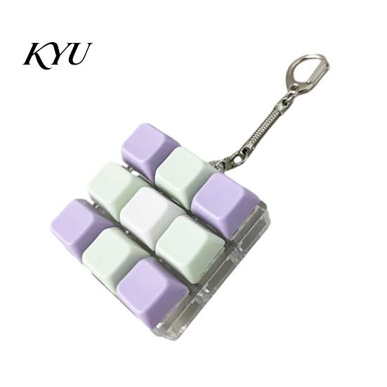 Nine Button Clicking Toy 9-Keys Keyboard Fidget Toy, LED Light-up Keychain Tactile Decompression Tool for Stress Relief, 9-In-1 Mechanical Backpack