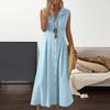 Summer Lapel V-neck Sleeveless Shirt Dress High-Waist Single Breasted Waist Tight Solid Color Midi Dress Workwear