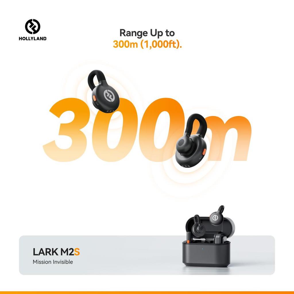 Hollyland Lark M2S Wireless Microphone with USB-C Plug for iPhoneand Android, Titanium Clip, Plug-and-Play, 300m Range, for Vlogging, YouTube