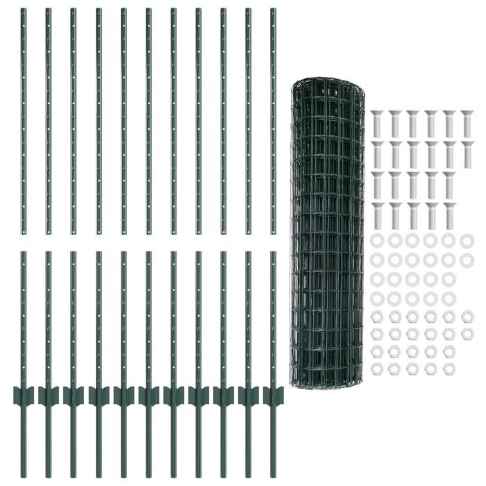 VidaXL Euro Fence with 11 U-Posts Green 1.2x25 M Steel 3336018