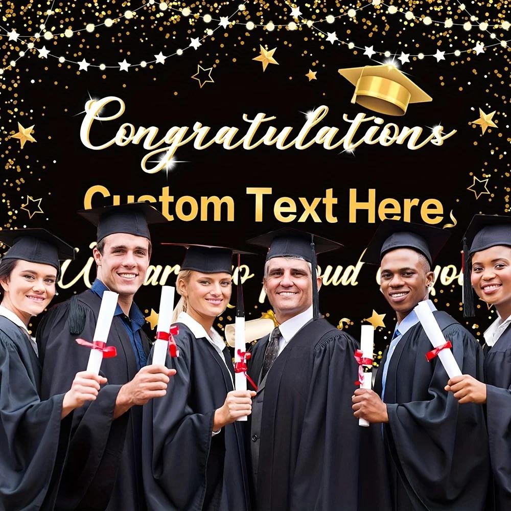 Graduates Photography Background, Black and Gold Background Congratulations on the 2024 Graduates Party