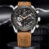 BENYAR Watch Men Sport Quartz Male Chronograph Calendar Top Brand Luxury Clock Genuine Leather Military Business Wristwatch 5120