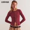 Fashion Women's Knitwear Long Sleeve Round Neck Button Ribbed Solid Colour Autumn Warm Cardigan