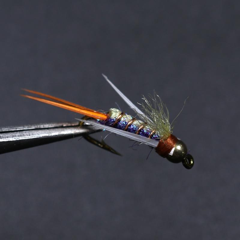 10PCS #12 Brass Beadhead Nymph Psycho Prince Nymph Crazy Purple & Chartreuse Prince Trout Fishing Flies