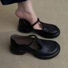 2025 новые ретро простые туфли Мэри Джейн на платформе с круглым носком женские для работы, универсальные черные туфли из маленькой кожи, одинарные туфли