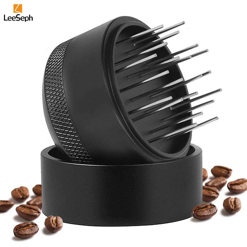 Leeseph Coffee Cloth Powder Needle, 51/53/58mm Hand Adjustable Depth Coffee Stirrer with Base, for Home, Kitchen, Bar, Cafe