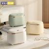 Мини настольный мусорный бак с крышкой, светлый, роскошный пластиковый пресс-тип мусорного бака для ванной комнаты, офиса, спальни, гостиной
