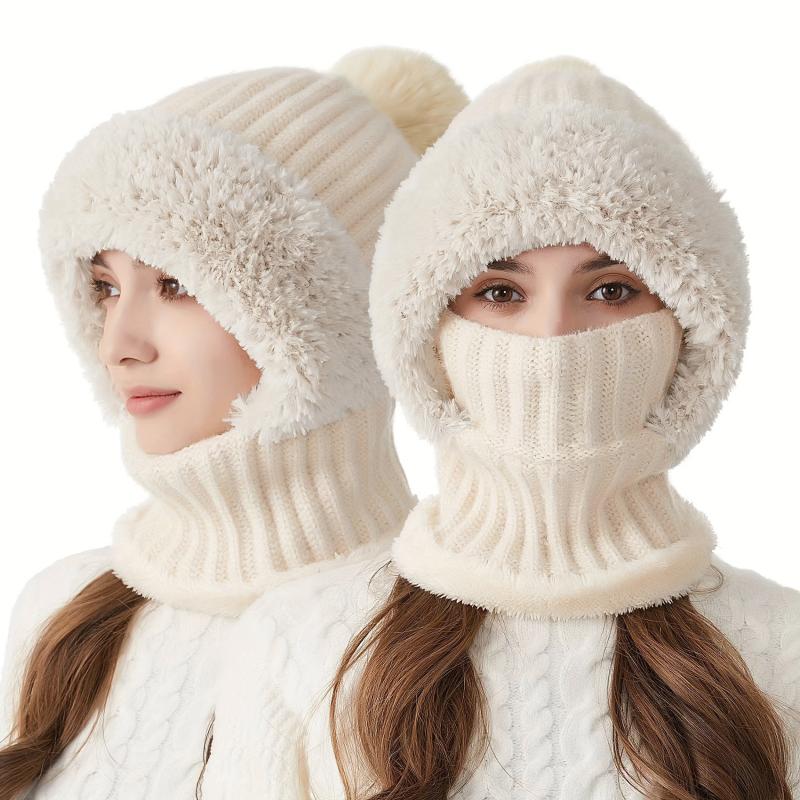 Autumn Winter Hats For Women Men Windproof Protection Ear Scarf Knit Cap Thick Warm Knitted Hat