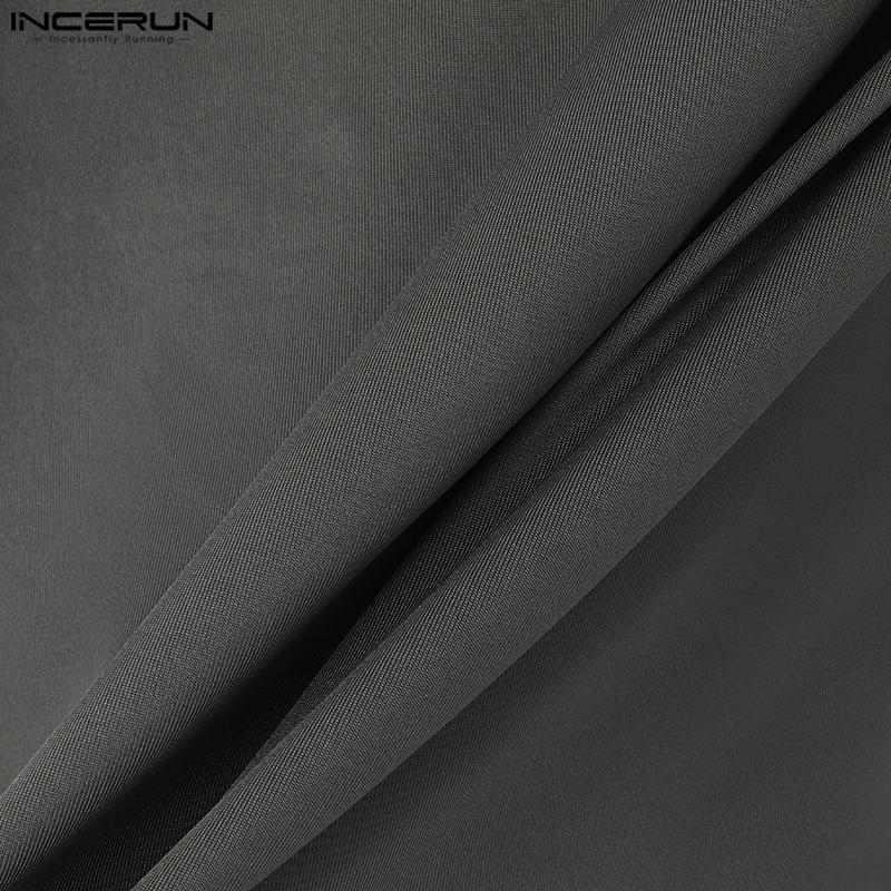 INCERUN Мужские облегающие топы с открытыми плечами и шнуровкой, с длинным рукавом