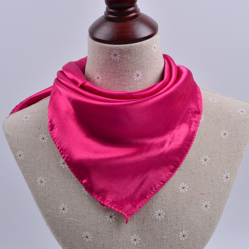 50x50cm Women Solid Square Scarf Single Performance Boy Girl Small Simulation Silk Scarves Flight Attendant Party Gift