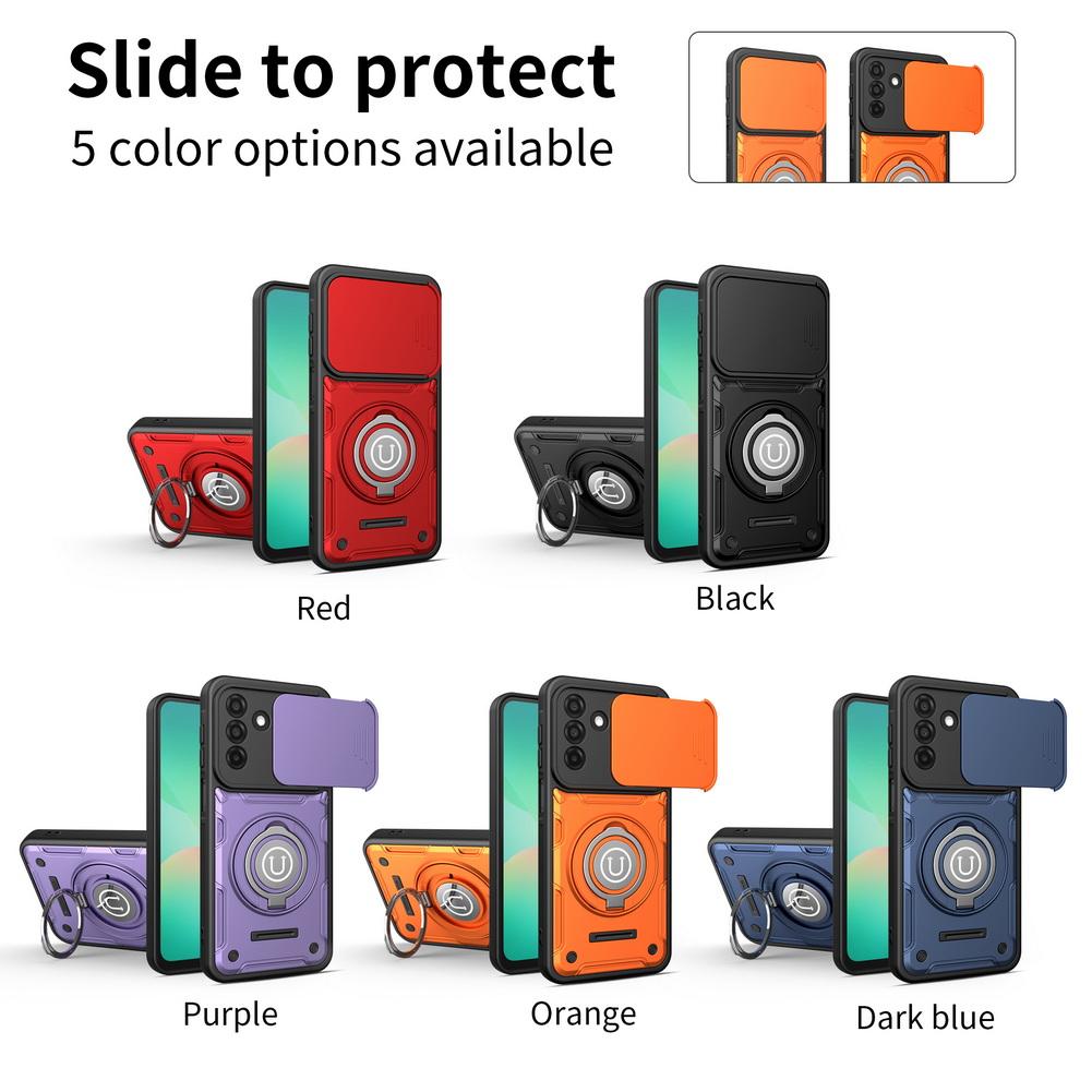 Slide the Cover to Protect Camera Case For Samsung Galaxy A27 A37 A57 A17 A07 A06 A16 A26 A36 A56 A55 A35 Ring Stand Cover
